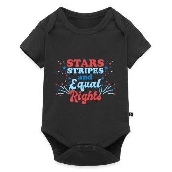Rayures étoilées et égalité - Body à manches courtes Premium Bébé - noir - Devant