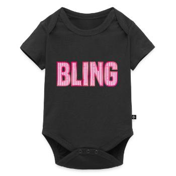 BLING bijoux en strass rose brillant - Body à manches courtes Premium Bébé - noir - Devant