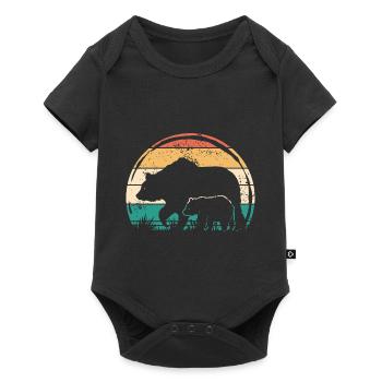Ours avec enfant - ours père mère avec oursons - Body à manches courtes Premium Bébé - noir - Devant