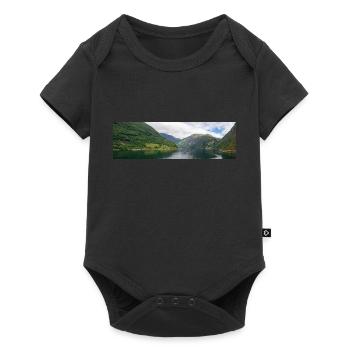 Geiranger Fjorde in der Nähe der Stadt Geiranger vom Hafen - Baby Premium Kurzarmbody - Schwarz - Vorne