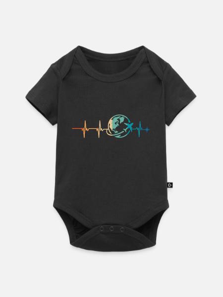 battement de cœur voyage - Body à manches courtes Premium Bébé - noir