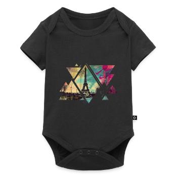 Paris, France, Ville, Horizon, Tour Eiffel, Triangle - Body à manches courtes Premium Bébé - noir - Devant