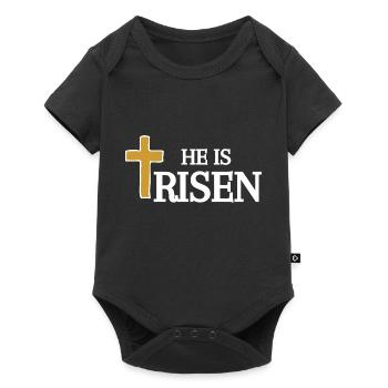 IL est Ressuscité Foi Jésus Religion Matthieu Pâques - Body à manches courtes Premium Bébé - noir - Devant