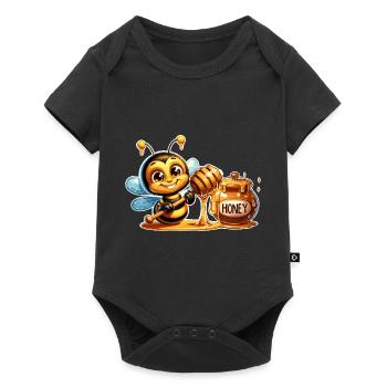 Sweet bee nibbling on the honey pot - Baby Premium short-sleeve bodysuit - black - Front