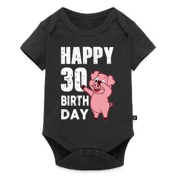 piggy - joyeux anniversaire - de 30 ans - Body à manches courtes Premium Bébé - noir - Devant