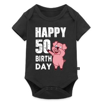 piggy - joyeux anniversaire - de 50 ans - Body à manches courtes Premium Bébé - noir - Devant