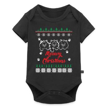 Ugly Christmas Sweater Meowy Christmas - Baby Premium short-sleeve bodysuit - black - Front