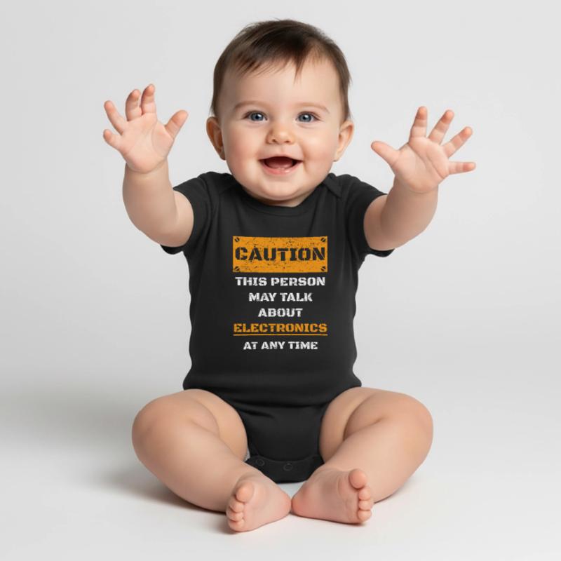 CAUTION WARNING TALK ABOUT HOBBY Electronics Baby Premium short-sleeve bodysuit