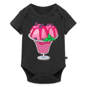 Crème glacée, crème glacée, crème glacée, crème glacée, boule, crème glacée, sundae - Body à manches courtes Premium Bébé - noir - Devant