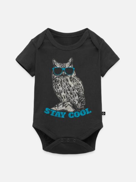 Eule - Baby Premium Kurzarmbody - Schwarz