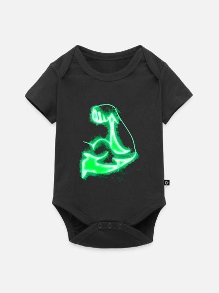 Stark Arm hell glühend - Baby Premium Kurzarmbody - Schwarz