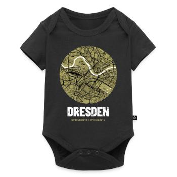 Dresden - City Map Map (olive green) - Baby Premium short-sleeve bodysuit - black - Front