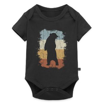 Grizzly Vintage des années 60 et 70 | Silhouette d'ours rétro - Body à manches courtes Premium Bébé - noir - Devant