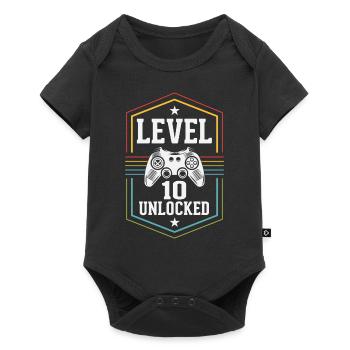 Level 10 Spieler Level 10 Gamer - Baby Premium Kurzarmbody - Schwarz - Vorne