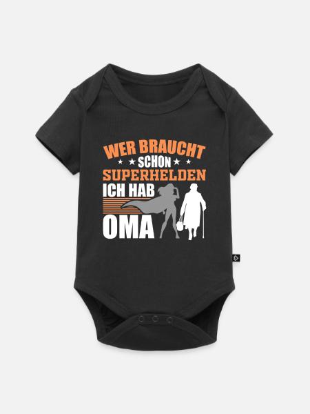 Oma Oma Oma - Baby Premium Kurzarmbody - Schwarz