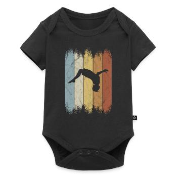 Retro Salto BackFlip Parkour Freerunner Silhouette - Baby Premium short-sleeve bodysuit - black - Front