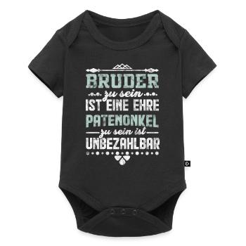 Patenonkel Bruder Taufe Geschenk - Baby Premium Kurzarmbody - Schwarz - Vorne