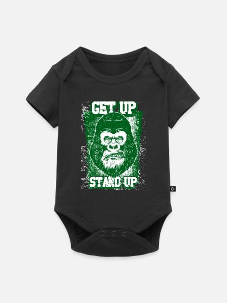 GET UP STAND UP - Baby Premium Kurzarmbody - Schwarz