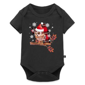 Chouette Noël - Body à manches courtes Premium Bébé - noir - Devant