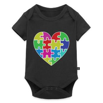 Coeur puzzle patch coeur - Body à manches courtes Premium Bébé - noir - Devant