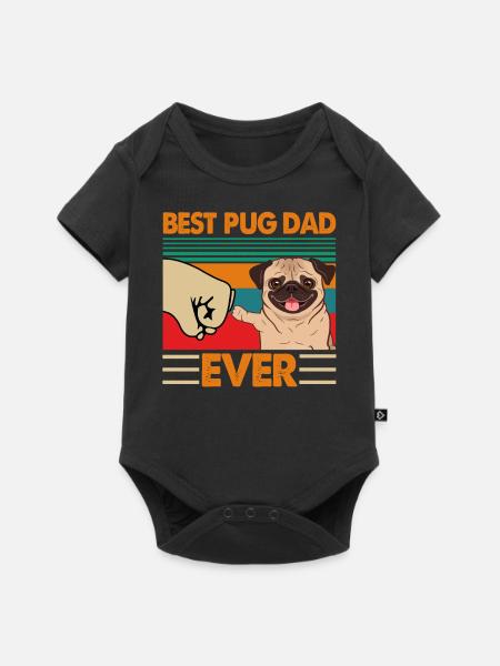 Bester Mops Papa aller Zeiten - Baby Premium Kurzarmbody - Schwarz