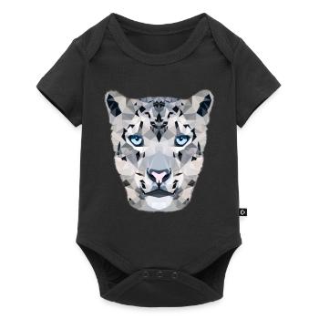 Schneeleopard / Polygon - Baby Premium Kurzarmbody - Schwarz - Vorne