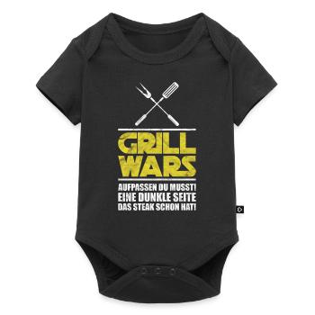 Grill Grillen Mann Männer Sprüche Geschenk - Baby Premium Kurzarmbody - Schwarz - Vorne