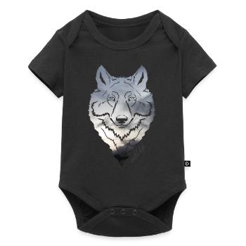 Wolf face wildlife - Baby Premium short-sleeve bodysuit - black - Front