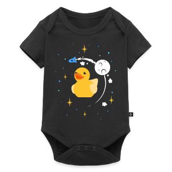 Vaisseau spatial canard en caoutchouc canard vaisseau spatial galaxie - Body à manches courtes Premium Bébé - noir - Devant