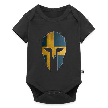 Casque spartiate avec le drapeau de la Suède - Body à manches courtes Premium Bébé - noir - Devant
