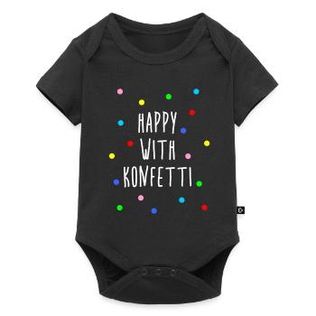 Happy with confetti party saying sayings confetti - Baby Premium short-sleeve bodysuit - black - Front
