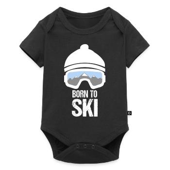 né pour skier neige idée cadeau hiver - Body à manches courtes Premium Bébé - noir - Devant