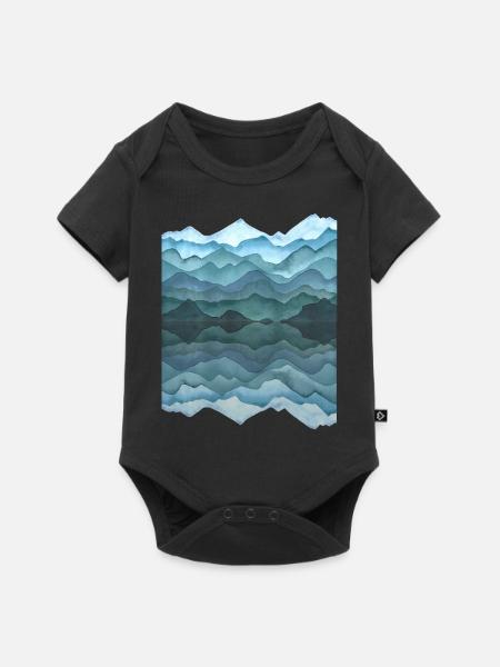 Aquarell: abstrakte Landschaft mit Hügeln/ Bergen - Baby Premium Kurzarmbody - Schwarz