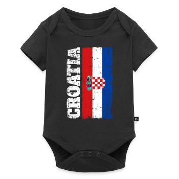 Drapeau de la Croatie Drapeau Sport Hrvatska Fan - Body à manches courtes Premium Bébé - noir - Devant