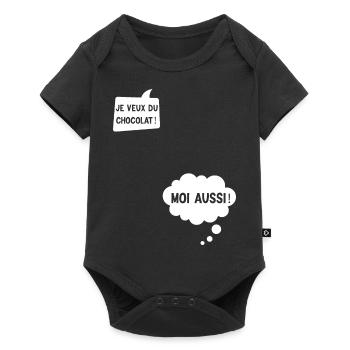 Je Veux Du Chocolat Moi Aussi Cadeau Humour - Body à manches courtes Premium Bébé - noir - Devant