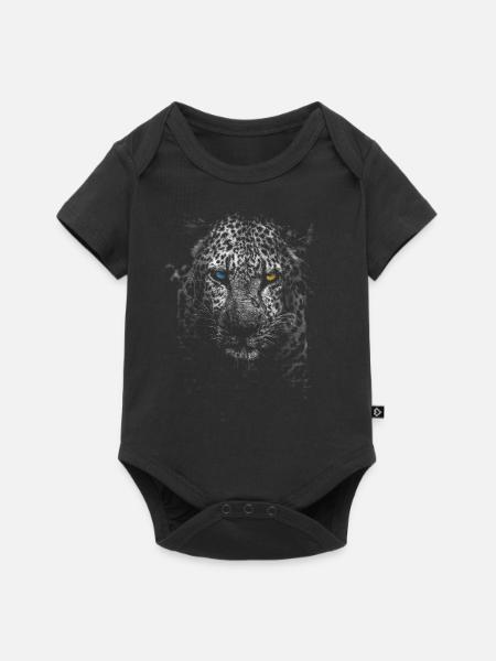 weißer Leopard - Baby Premium Kurzarmbody - Schwarz
