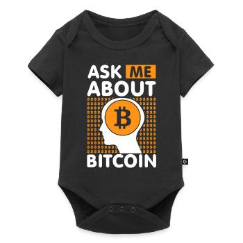 Ask me about Bitcoin - Baby Premium Kurzarmbody - Schwarz - Vorne