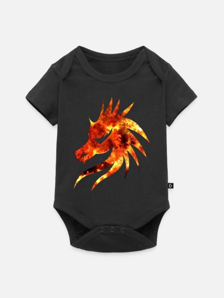 Drachenkopf - Baby Premium Kurzarmbody - Schwarz