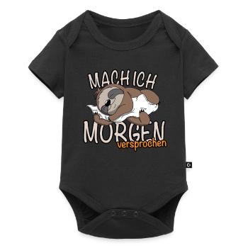 Faulenzer Faultier - Mach Ich Morgen versprochen - Baby Premium Kurzarmbody - Schwarz - Vorne
