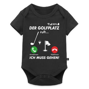 Golfer Golfplatz golfen anrufen Spruch - Baby Premium Kurzarmbody - Schwarz - Vorne