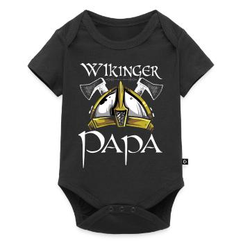 Wikinger Papa Helm Vater Dad Odin Myolnir Vikinger - Baby Premium Kurzarmbody - Schwarz - Vorne