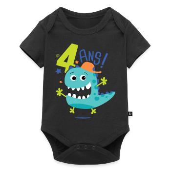 j'ai 4 ans Cadeau anniversaire 4 ans dinosaure - Body à manches courtes Premium Bébé - noir - Devant