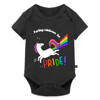 Drôle de licorne arc-en-ciel de la gay pride - Body à manches courtes Premium Bébé - noir - Devant