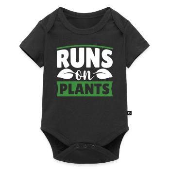 Vegan Veganer Pflanzen Spruch - Baby Premium Kurzarmbody - Schwarz - Vorne