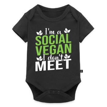 Veganer Vagen Spruch lustig Geschenk - Baby Premium Kurzarmbody - Schwarz - Vorne