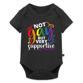 Pas gay mais très solidaire - Body à manches courtes Premium Bébé - noir - Devant