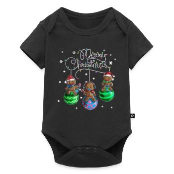 Merry Christmas Gingerbread Christmas Ball Motif - Baby Premium short-sleeve bodysuit - black - Front