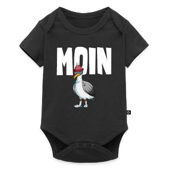 Plattdeutsche Möwe Moin Spruch Nordsee Liebhaber - Baby Premium Kurzarmbody - Schwarz - Vorne
