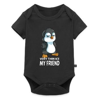 Très mince Glace mon ami Empereur Pingouin Cadeau - Body à manches courtes Premium Bébé - noir - Devant