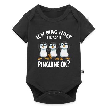 Ich mag halt einfach Pinguin ok Kaiserpinguin - Baby Premium Kurzarmbody - Schwarz - Vorne